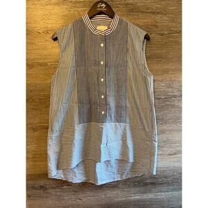 Band Of Outsiders high neck shirt top Blouse size 4 XL Boy Chambrey Stripped